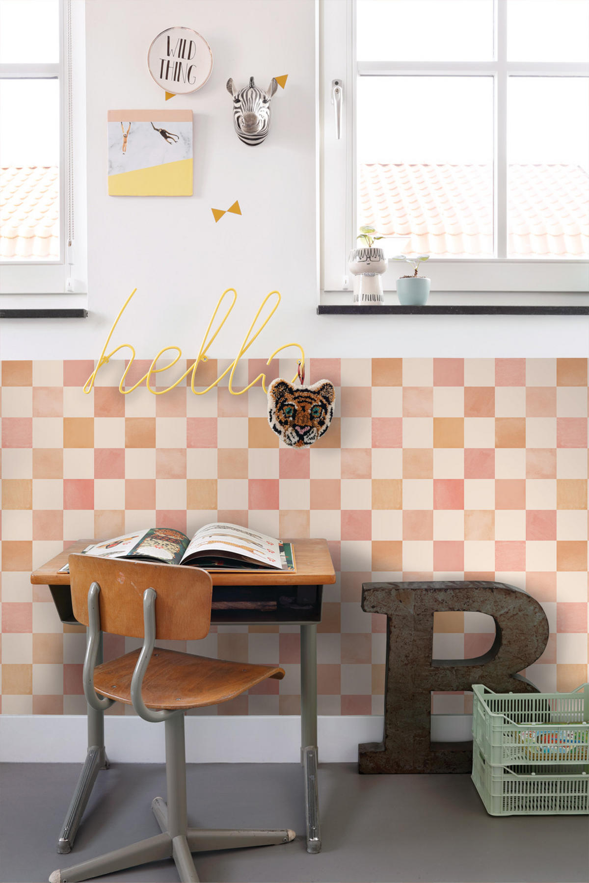 TAPETE Karomuster 50 x 900 cm - Beige, Papier (50/0.1cm) - ESTAhome