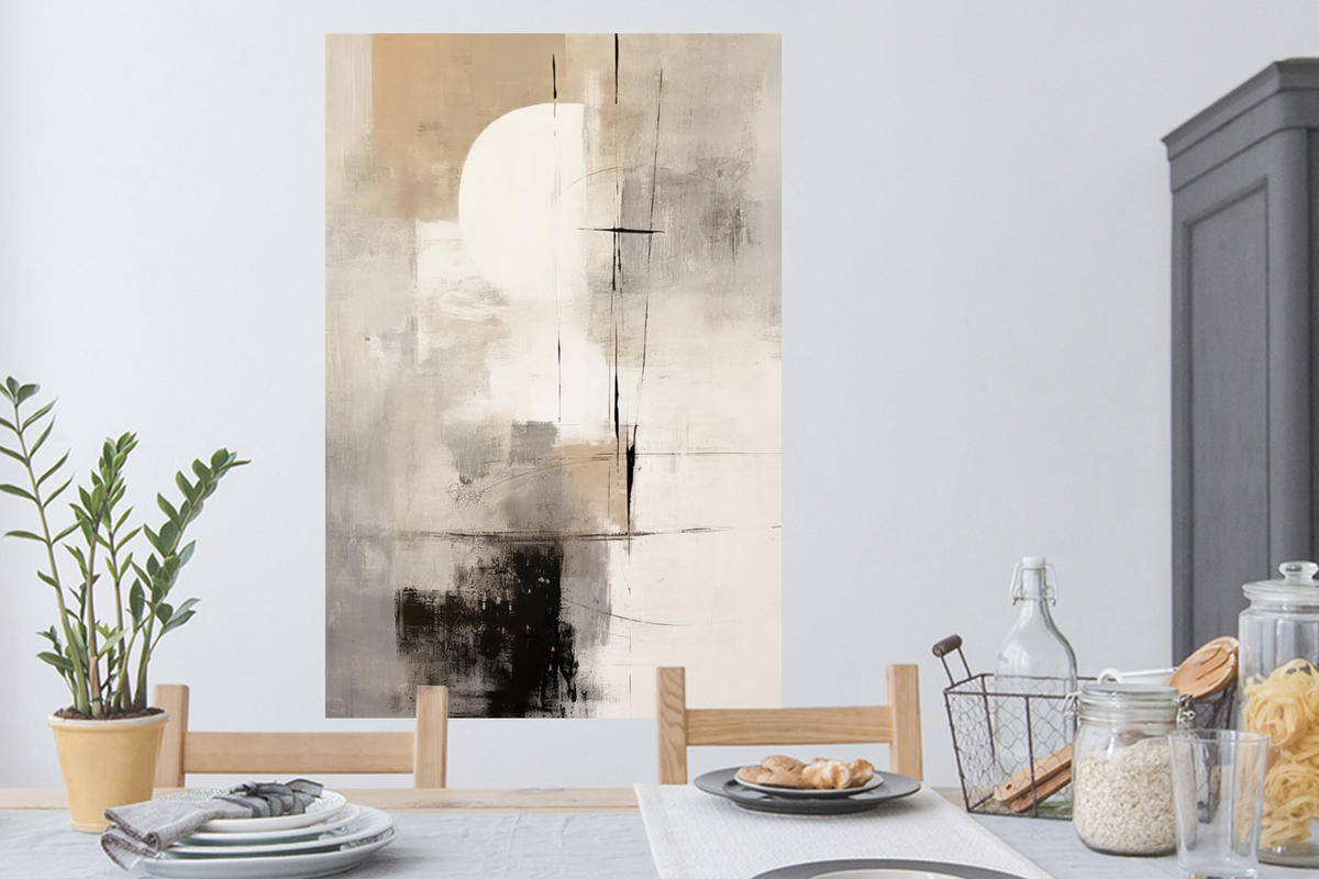 WANDTATTOO Abstrakt - Kunst - Grau 80x120 cm - Hellgrau, Kunststoff (80/120/0.1cm) - MuchoWow