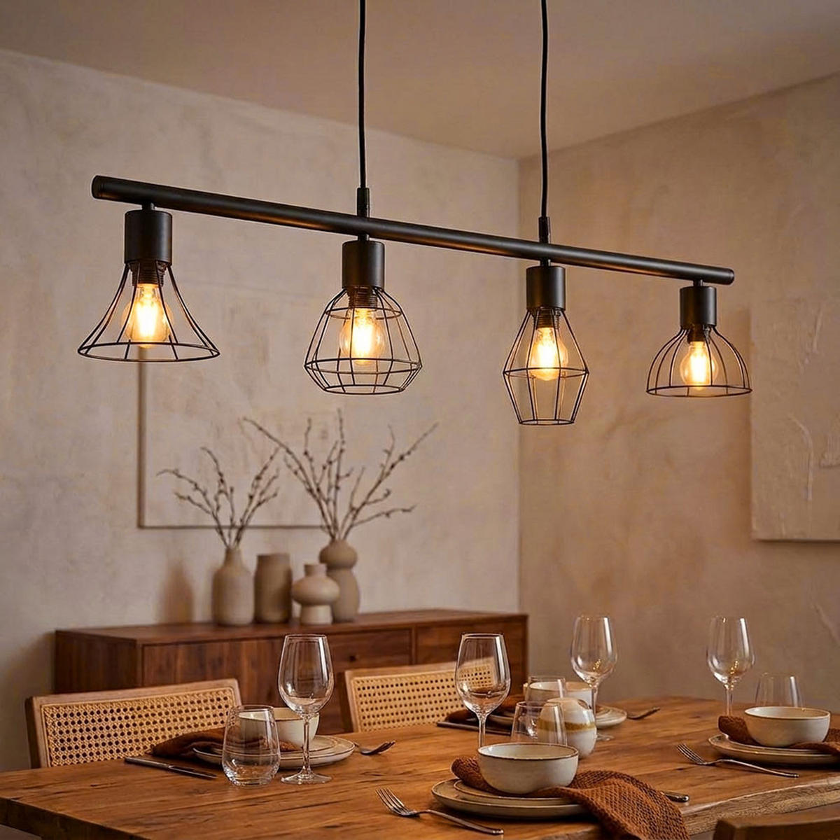 LED HÄNGELEUCHTE Metall Schwarz Gitteroptik - Schwarz, Metall (75/13/150cm)