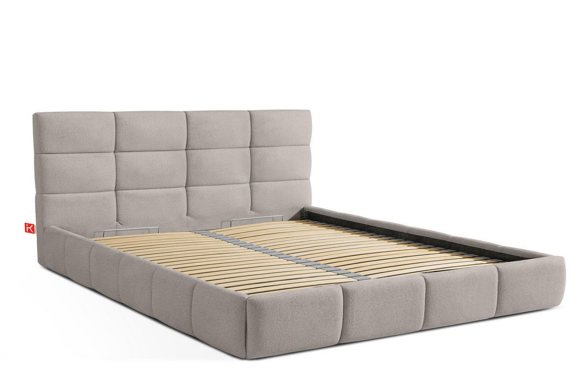 POLSTERBETT ALTOS Bouclé, hellgrau - Hellgrau, Holz/Holzwerkstoff (180/200cm) - KONSIMO®