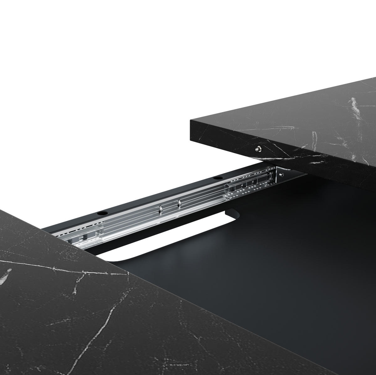 ESSTISCH 120/80/75 cm Schwarz aus MDF und Metall mit Ausziehfunktion - Schwarz, Holzwerkstoff (120/80/75cm) - OKMYHOME