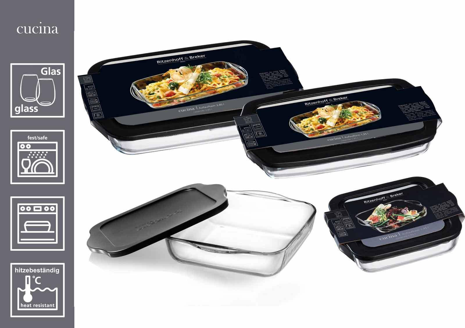 AUFLAUFFORM MIT FRISCHHALTEDECKEL Cucina schwarz 1,95 Liter - Schwarz, Glas (34/20/5cm) - Ritzenhoff Breker