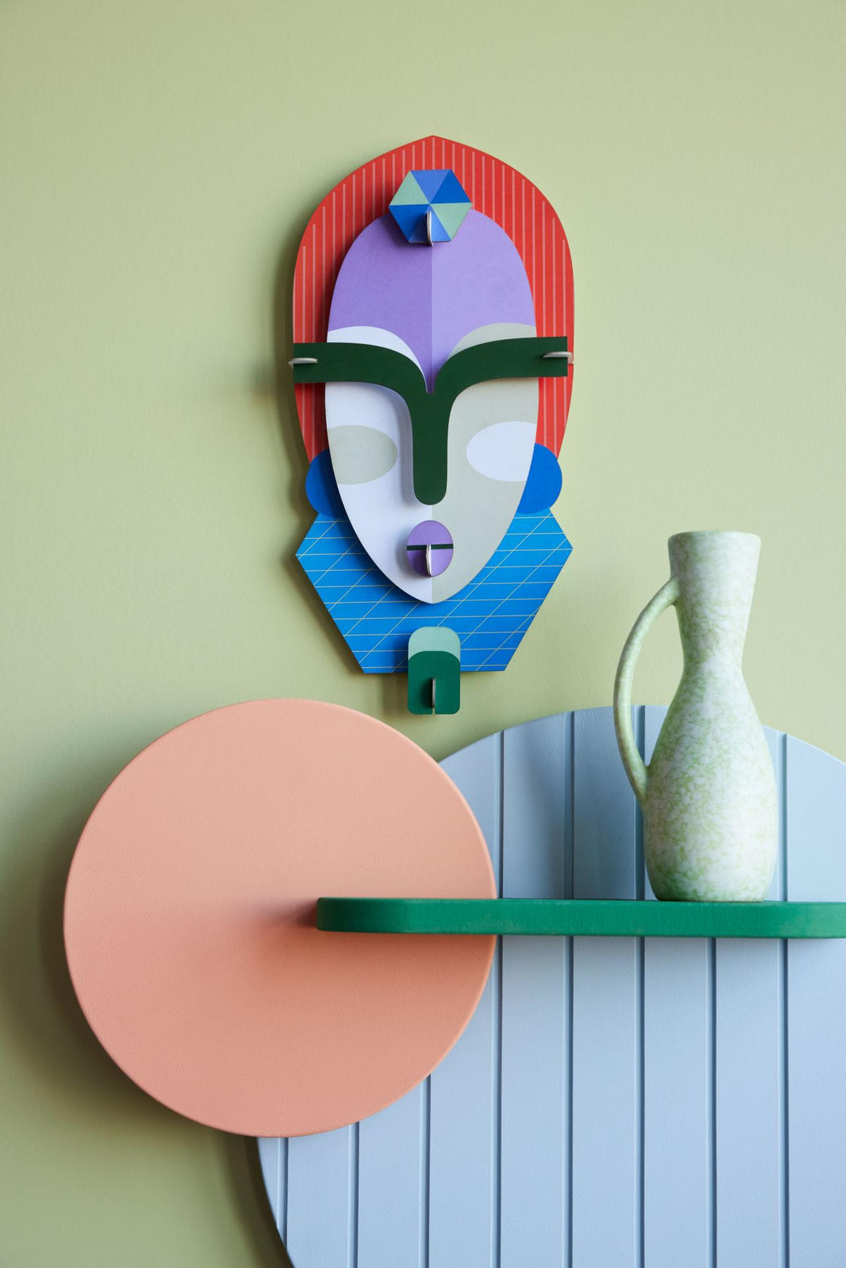 WANDDEKO Moderne Stammesmaske 5.1/36 cm - Multicolor, Wellpappe (5.1/36/17cm) - KUNSTLOFT