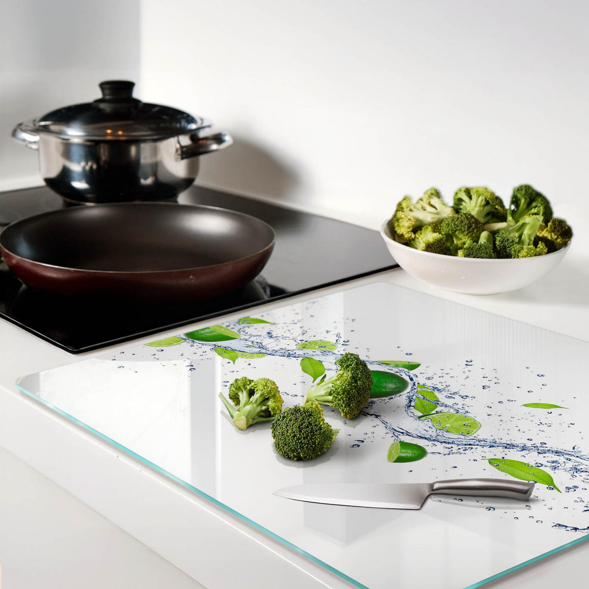 GLASPLATTE 60x52 cm Limetten und Wasser - Grün, Glas (60/0.4/52cm) - TULUP