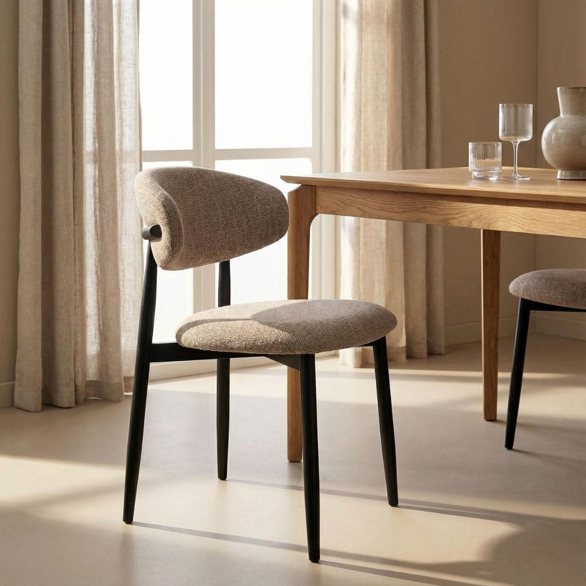 ESSZIMMERSTUHL 2er Set aus Stoff, taupe - Taupe, Textil (52/77/56cm) - Giga Meubel