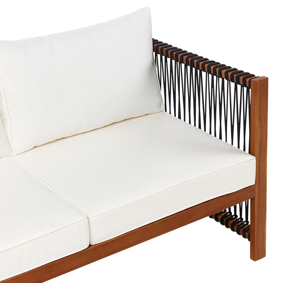 4-SITZER LOUNGE SET Akazienholz Schwarz Antria - Hellbraun/Schwarz, Holz - Beliani