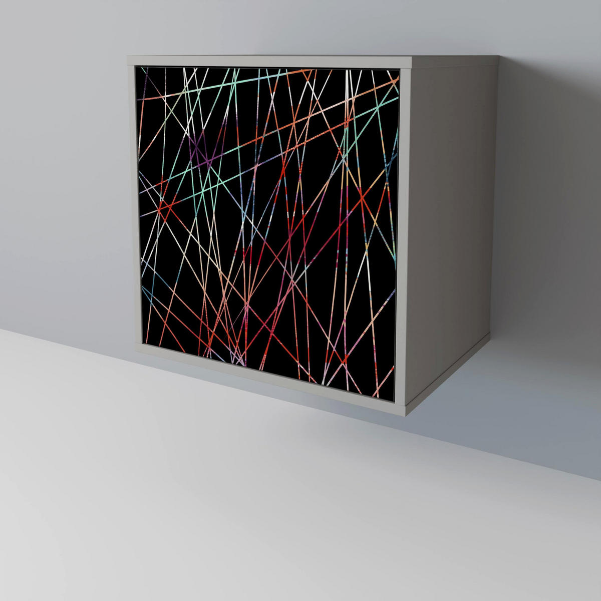 SIDEBOARD LUMINOUS SNARE, Grau, 57,5x42x75,5 cm, Goldfarbene Metallfüße - Goldfarben/Multicolor, Holzwerkstoff/Metall (57.5/75.5/42cm) - SpaceRebels