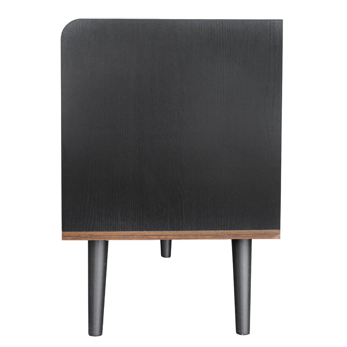 TV-LOWBOARD aus Spanplatte 160x40x58 cm Schwarz/Holzfarben mit 2 Schiebetüren, 2 Schubladen und viel Stauraum - Schwarz, Holzwerkstoff (160/58/40cm) - Modfu