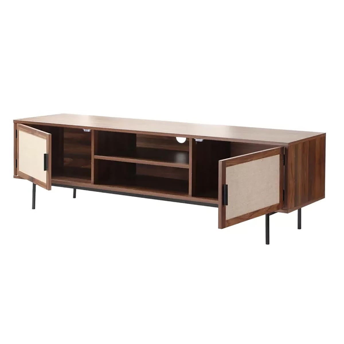 TV-MÖBEL in walnussdekor mit fronten aus stoff jetson 140/39,5/45 cm - Nussbaumfarben, Holzwerkstoff (140/45/39.5cm) - Calicosy