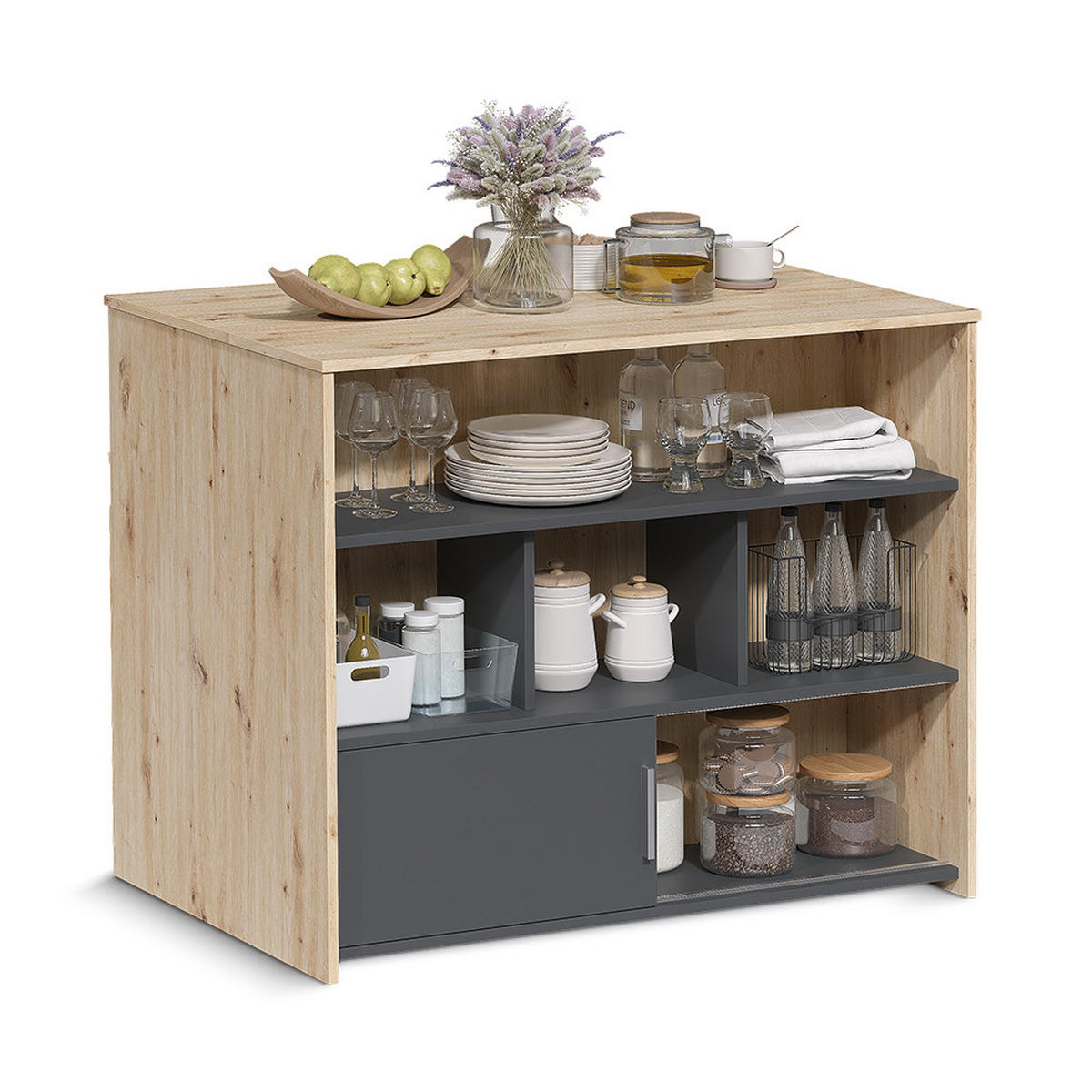 BARTISCH Aventi, Artisan-Eiche/Anthrazit, 105 x 70 cm - Anthrazit/Eiche Artisan, Holzwerkstoff (70/105/85.5cm) - Vicco
