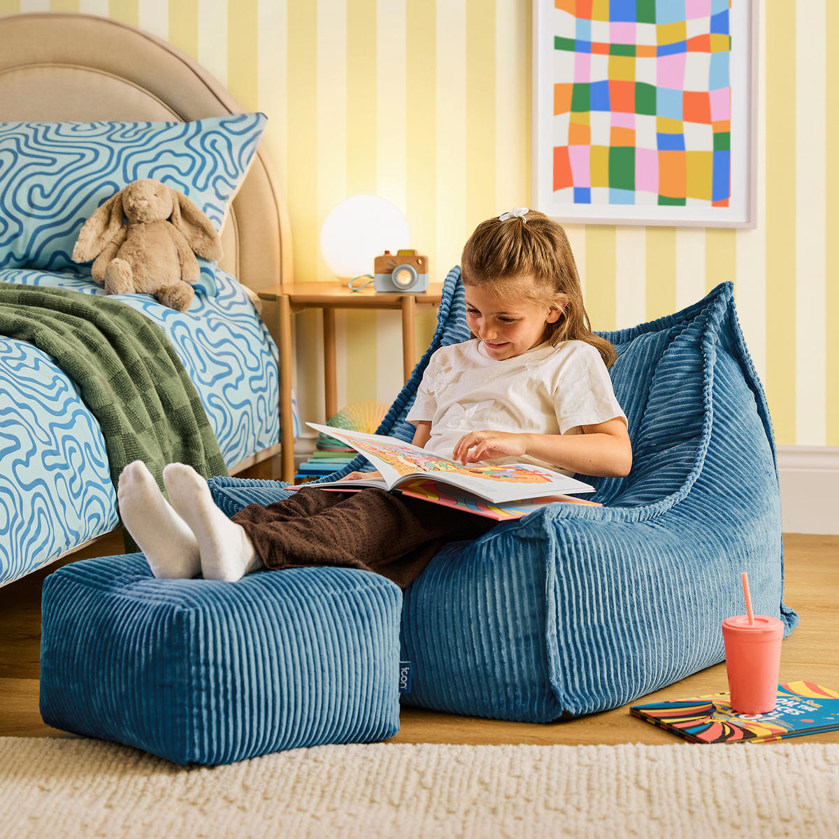 KINDERSITZSACK mit Hocker Alto - Blau, Textil (67/60/67cm) - icon
