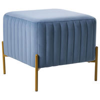 HOCKER Samtstoff Blau Utah - Blau, Textil (47/43/47cm) - Beliani