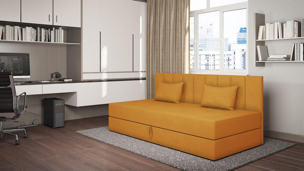 SOFA Margot In Opera - Gelb, Holzwerkstoff/Textil (200/90/97cm) - Fun Möbel