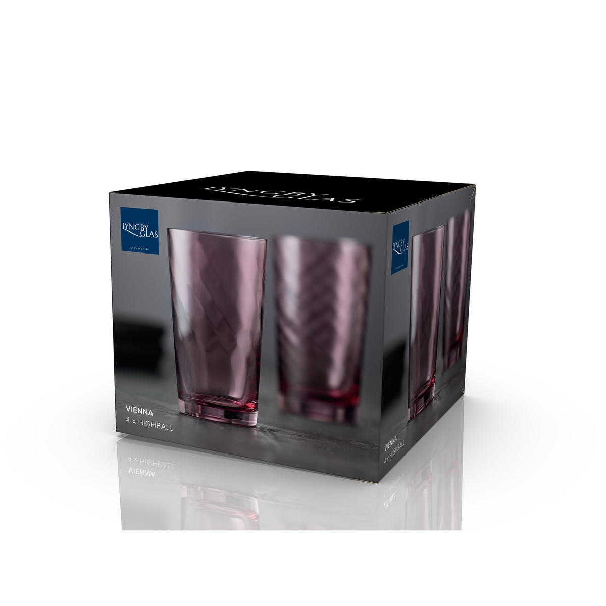 HIGHBALLGLAS Vienna Purple 4er Set, Glas, Lila, 450 ml - Lila, Glas (0.45L) - Lyngby Glas