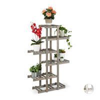 BLUMENREGAL - Grau, Holz (81/125/25cm) - Relaxdays