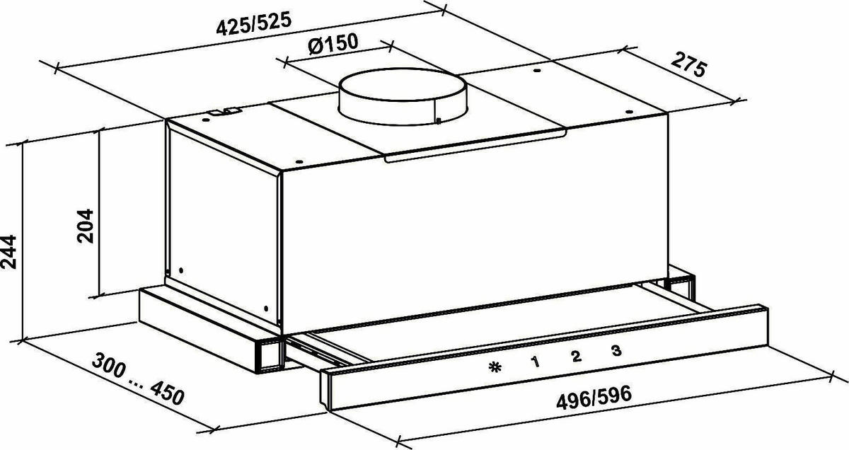 DUNSTABZUGSHAUBE GCH B 117 BL Prime N 60 cm Schwarz - Schwarz, Metall (60/25/30cm) - Gurari