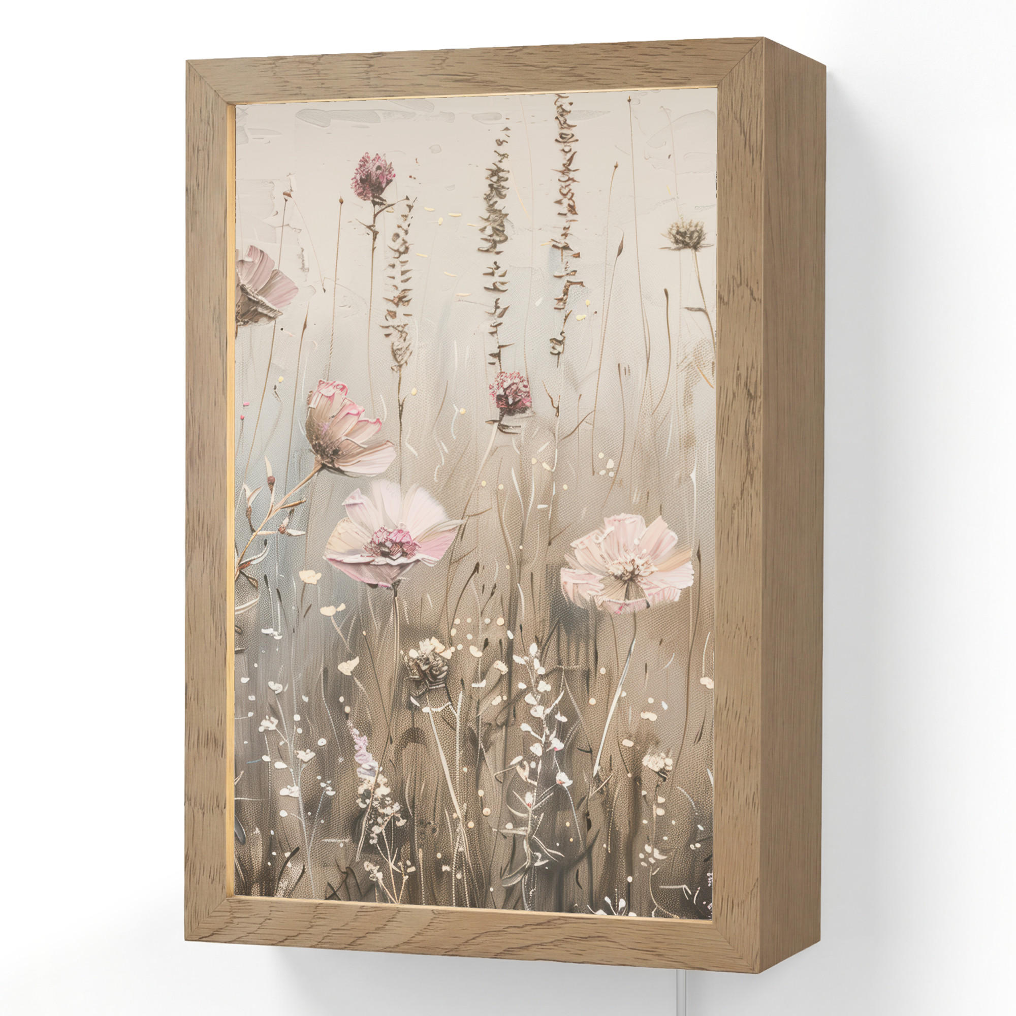 OnlyWow NÁSTĚNNÁ LAMPA Květiny - růžová - moderní - béžová 20x30 cm