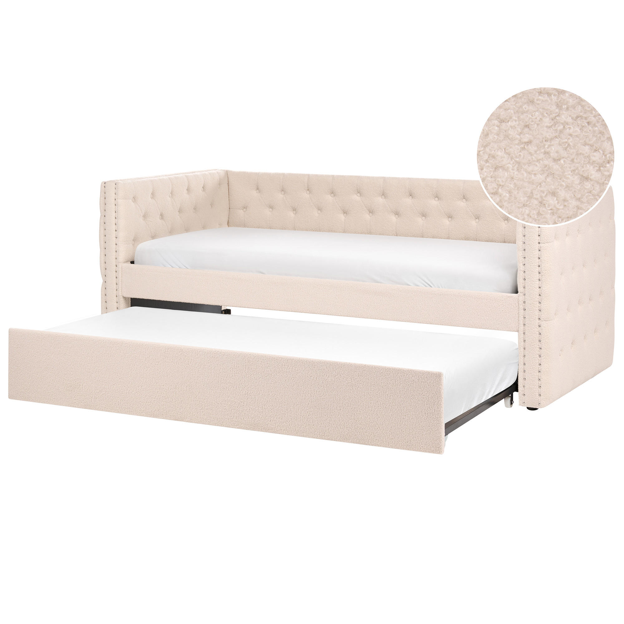 TAGESBETT Beige 90-200 cm Gassin - Beige, Holz/Textil (90/200cm) - Beliani