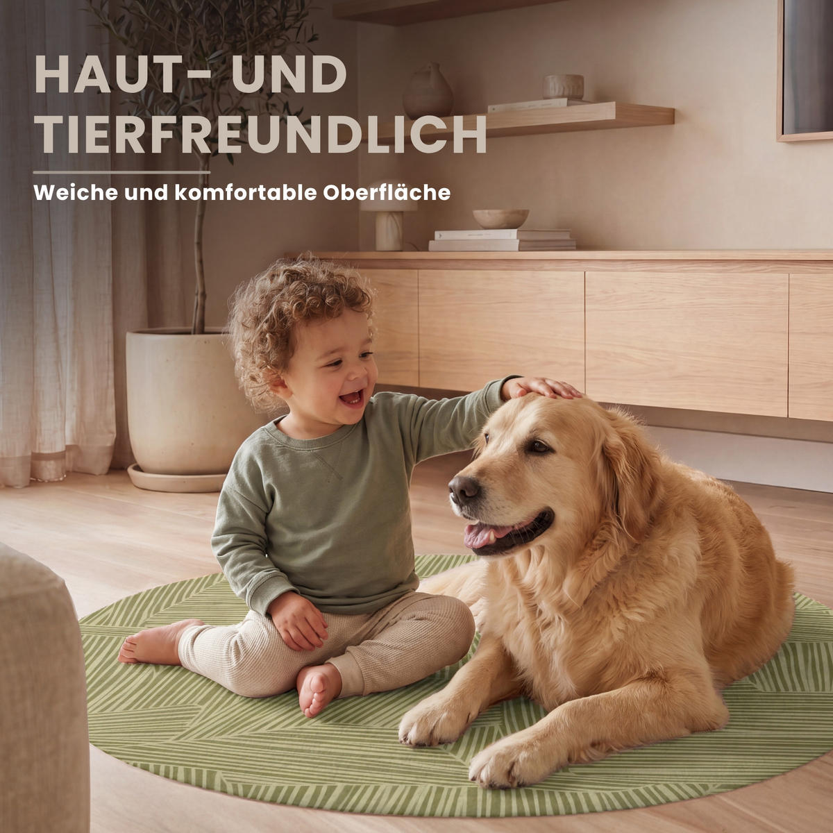 TEPPICH - Abstrakt - Modern - Grün - 90x90 cm - Olivgrün, Kunststoff/Textil (90/0.4cm) - OnlyWow