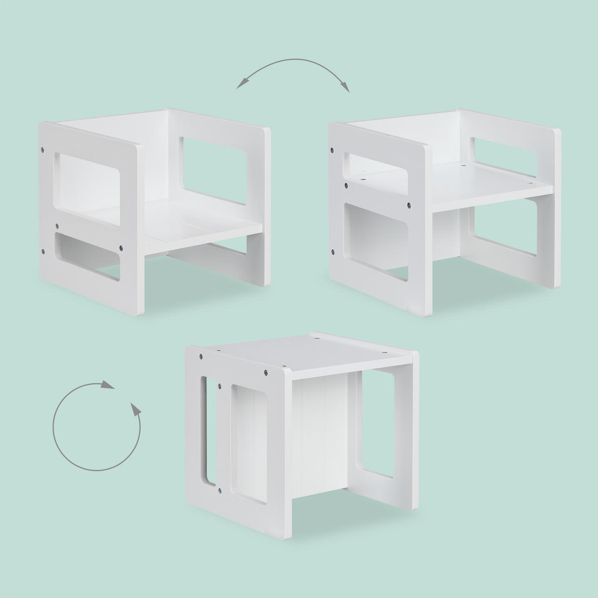 SITZHOCKER - Weiß, Holzwerkstoff (30/30/30cm) - Relaxdays