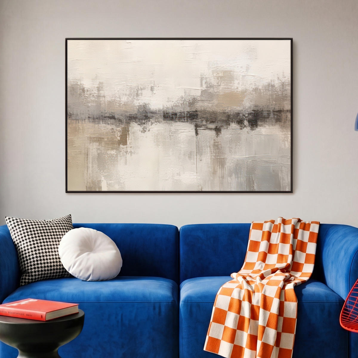 LEINWAND Bilder mit Rahmen - Moderne Kunst - Abstrakt - Beige - 90x60 - Beige, Textil (90/60cm) - MuchoWow