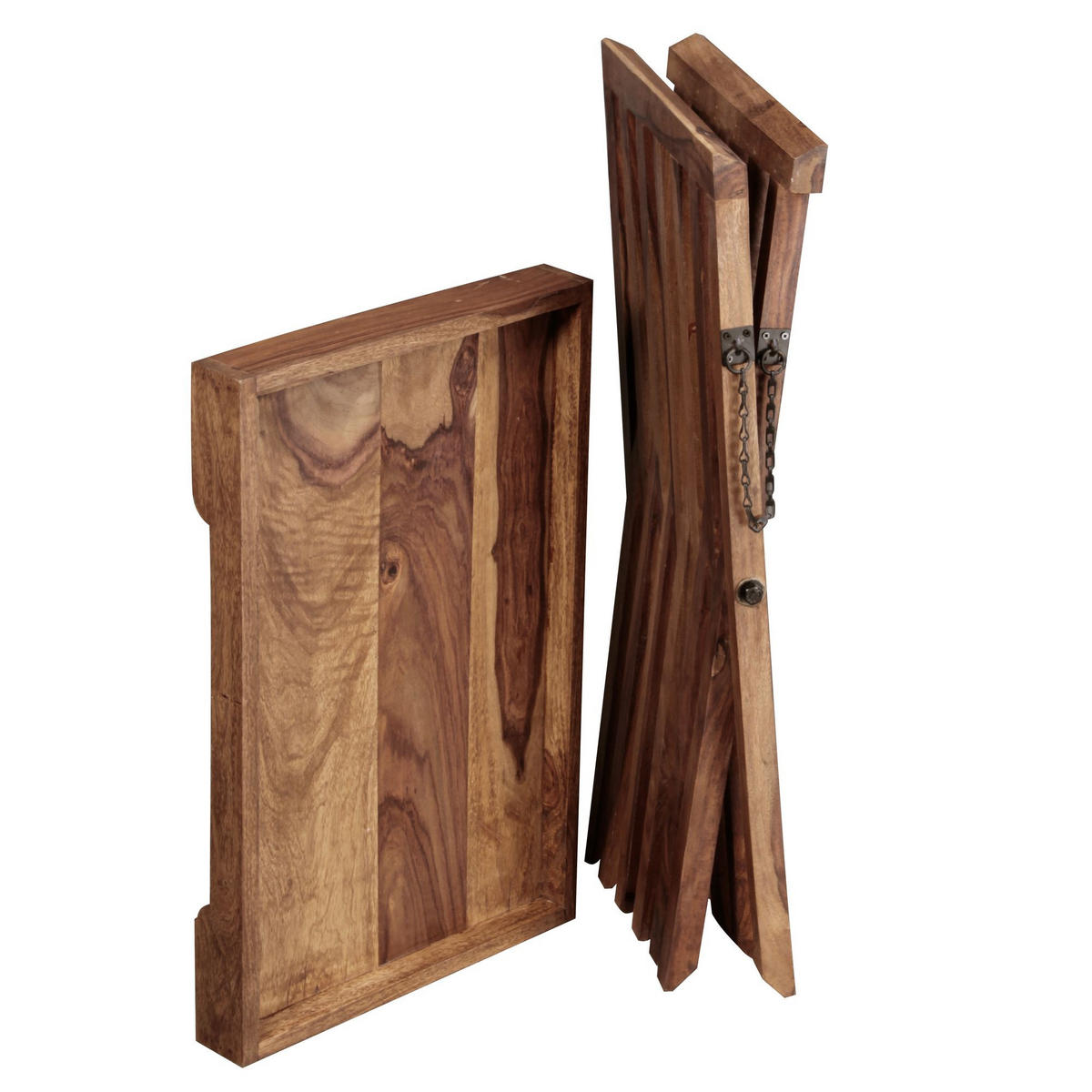 BEISTELLTISCH – Klappbar Massivholz 60x57 cm mit Tablett - Braun, Holz (40/60/57cm) - KADIMA DESIGN