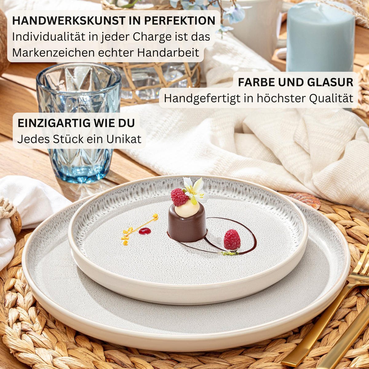 KOMBISERVICE KRETA - 24 teilig aus Steingut - Creme, Stein (50/30/80cm) - Sänger