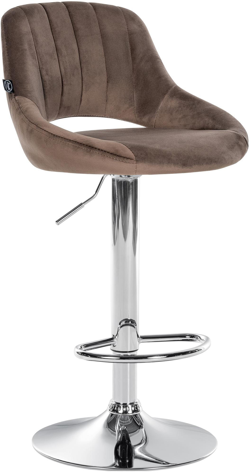 BARHOCKER Samt Braun - Chromfarben/Braun, Textil/Metall (47/85/48cm) - CLP