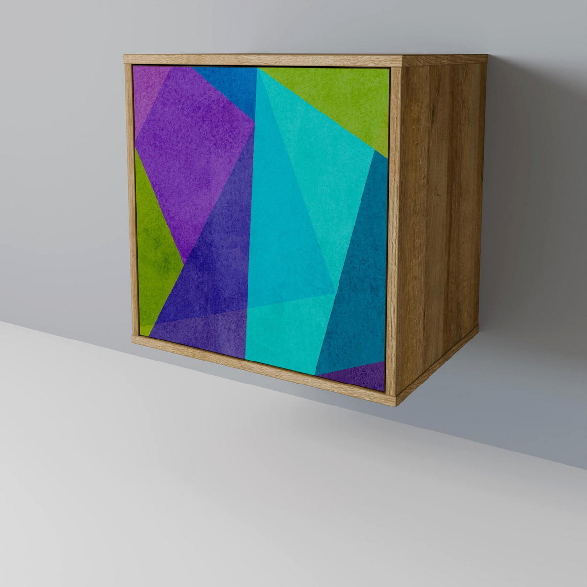 SIDEBOARD COLD SHOWCASE, Eichefarben, 57,5x42x70,5 cm, Schwarze Metall-Sternfüße - Eichefarben/Multicolor, Holzwerkstoff/Metall (57.5/70.5/42cm) - SpaceRebels
