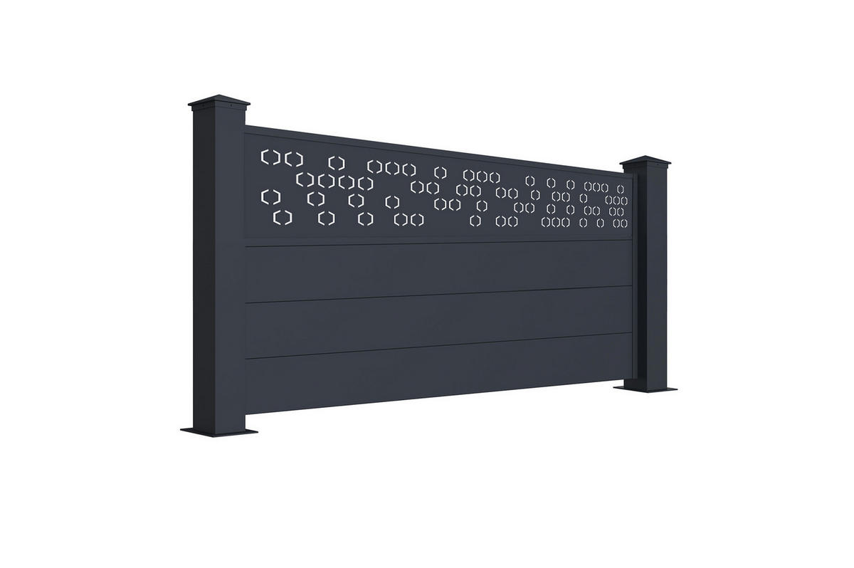 VORGARTENZAUN Adula grau 1,9m H.90cm aluminium - Grau, Metall (189/89cm) - Casanoov