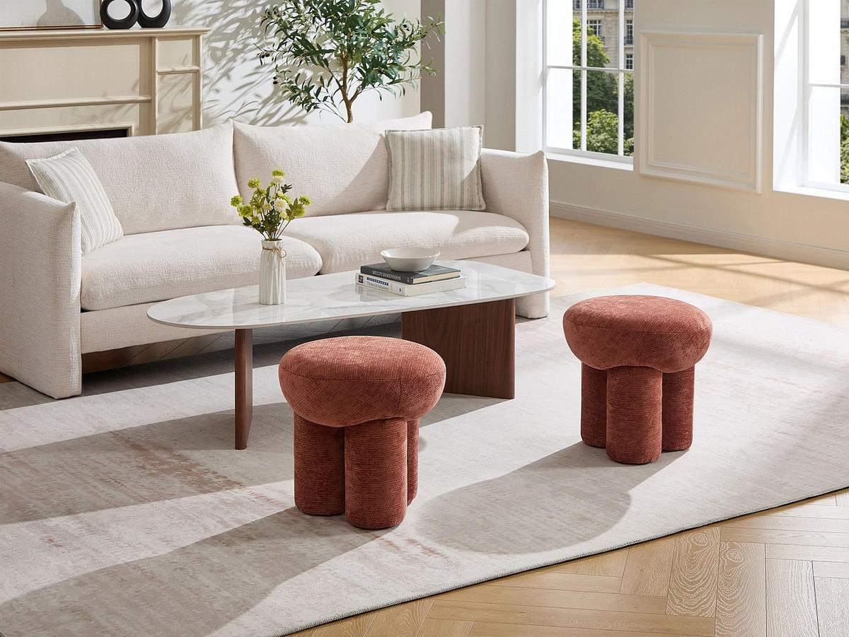 SITZHOCKER - 1 Person - stoff - terracotta Kumboda - Terracotta, Textil (41/43.5/41cm) - Vente-Unique
