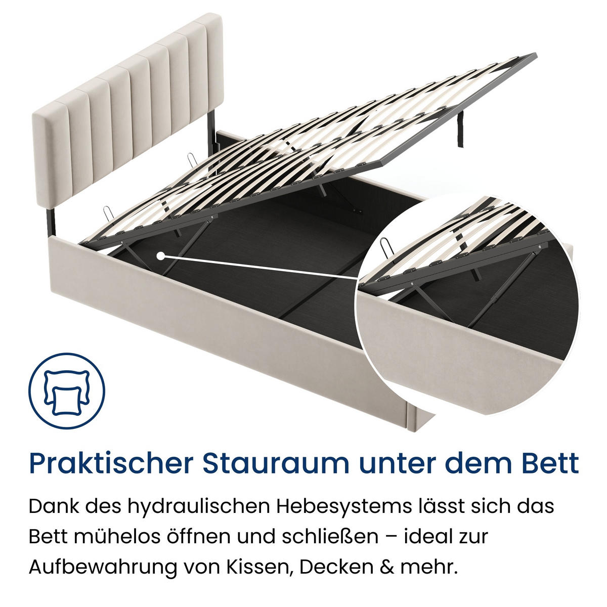 POLSTERBETT 140x200 cm in Beige - Beige, Metall (140/200cm) - Home Collective