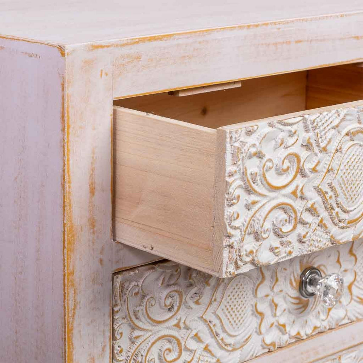 KOMMODE aus Holz 91x29x52 cm - Weiß, Holz (91/51/28cm) - Wanderlust