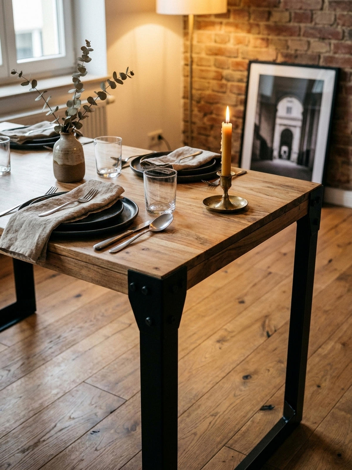 ESSTISCH Massivholz Metall Rechteckig Industrial, Akazie 180x90x76 cm - Schwarz/Akaziefarben, Holz/Metall (90/180/76cm) - KADIMA DESIGN