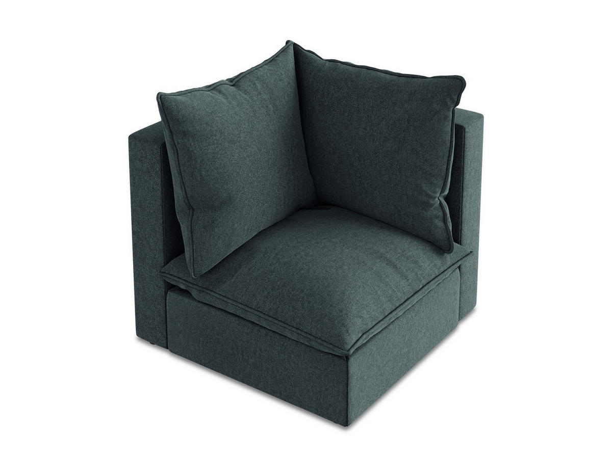 SOFAELEMENT Samt Stoff Blau - Blaugrau/Schwarz, Holzwerkstoff/Kunststoff (90/77/90cm) - Makamii