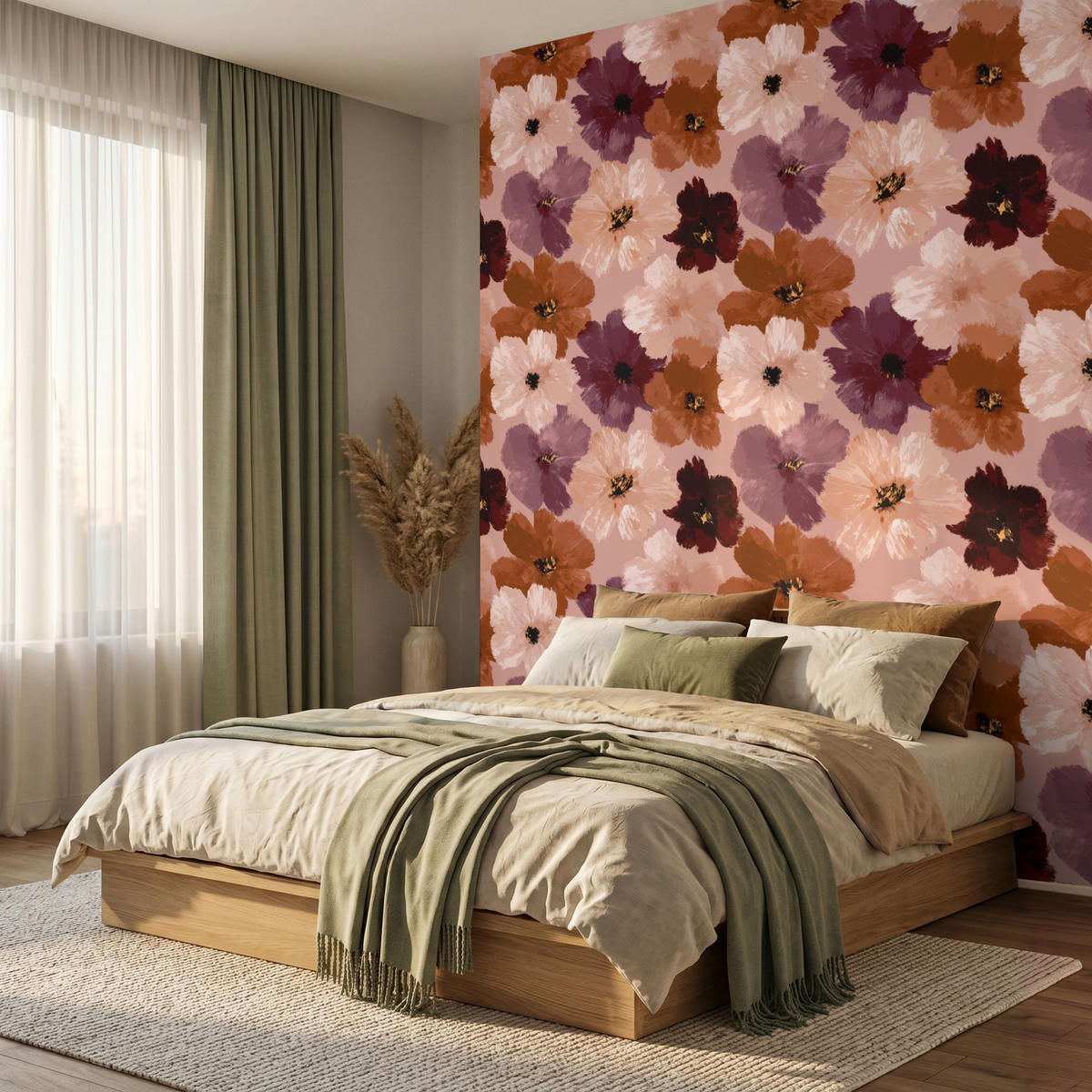TAPETE - Blumen - Abstrakt - Erdtöne - 240x300 cm - Multicolor, Papier (240/300cm) - OnlyWow