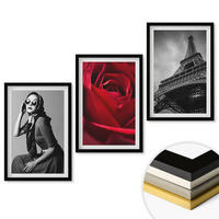 WANDBILDER 3er-Set - 40x60 cm Schwarzer Rahmen - Pariserin mit Eiffelturmbrille - Schwarz, Kunststoff (40/60cm) - ArtPrintCave