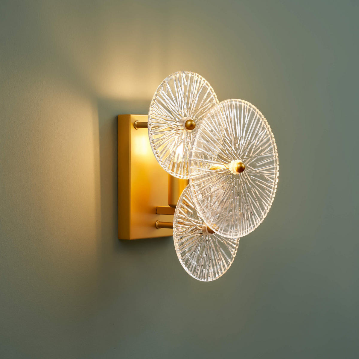 WANDLEUCHTE Emilia, Transparent und goldfarben, 30cm - Transparent, Glas (13/30/22.5cm) - KOSILUM