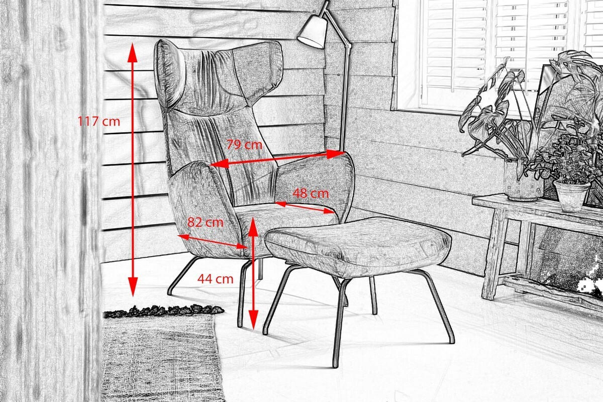 SESSEL MIT HOCKER LOTTE Smaragdgrün Velvet - Smaragdgrün/Schwarz, Textil (79/117/82cm) - KAWOLA