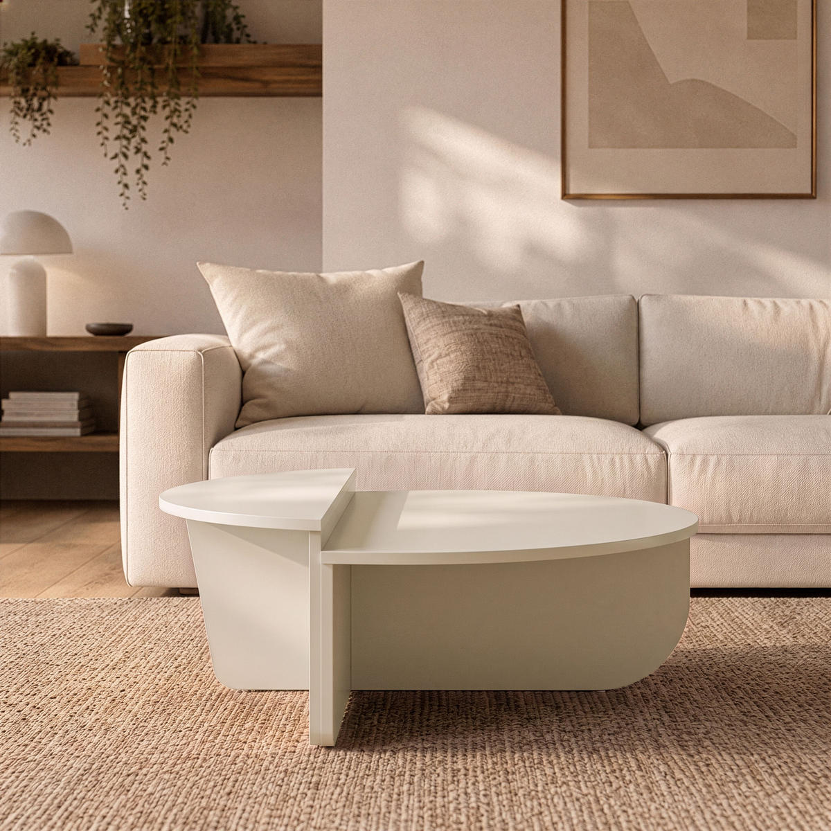 COUCHTISCH orion weiss - Eiche Bianco, Holzwerkstoff (9.5/90/35cm) - Calicosy