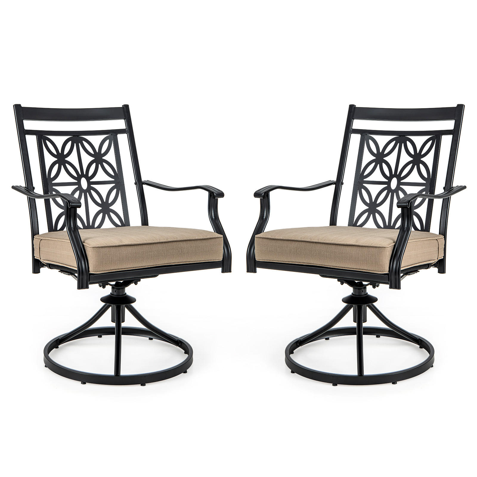 DREHSESSEL Schwarz(2er-Set) - Schwarz, Metall (60/92/70cm) - COSTWAY