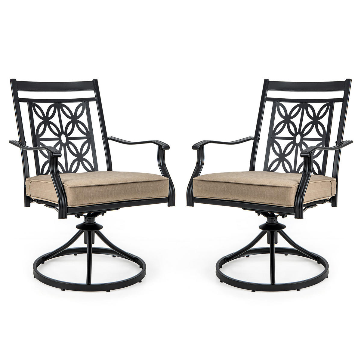 DREHSESSEL Schwarz(2er-Set) - Schwarz, Metall (60/92/70cm) - COSTWAY