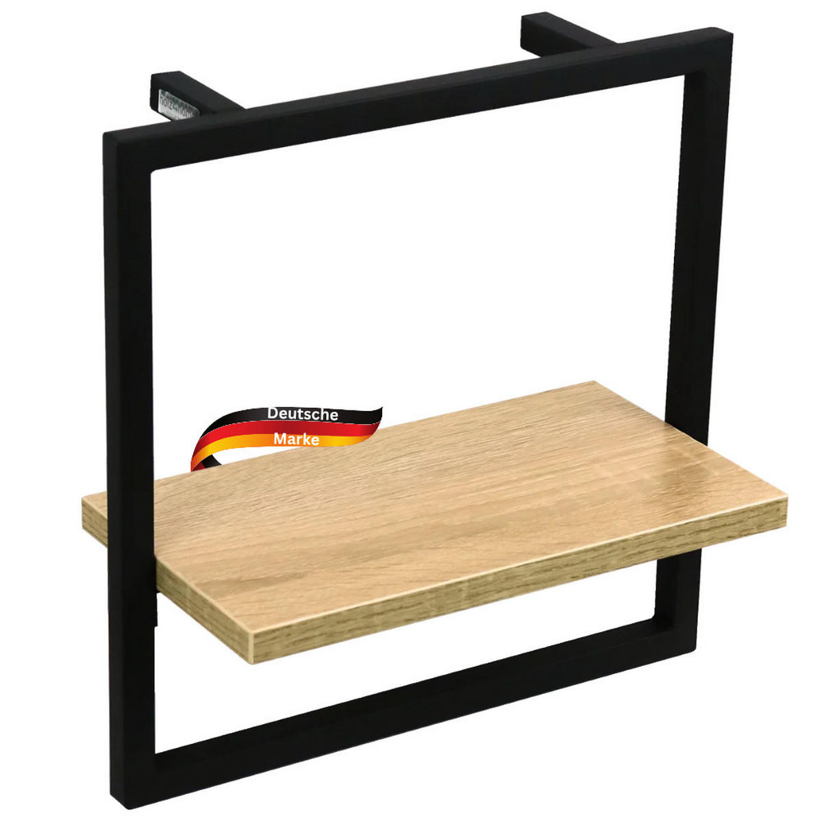 WANDREGAL Schwarz SYIOP MDF Metallrahmen Small - Braun, Holz (30/30/15cm) - DELUKE