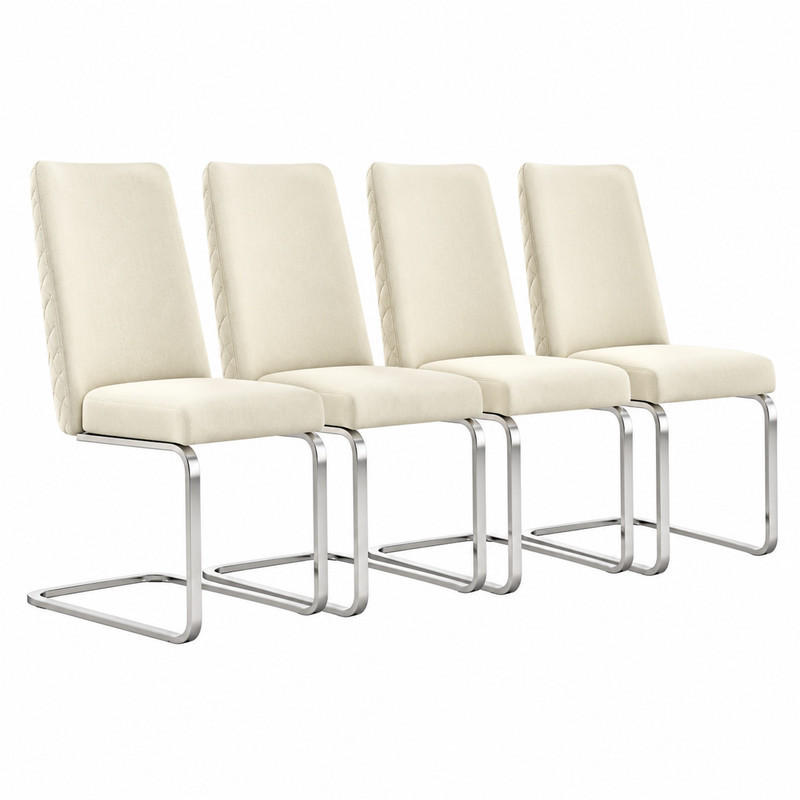 ESSZIMMERSTUHL 4er-Set Samt Beige mit Metallbeinen - Beige, Metall (45/88/52.1cm) - Meubliv