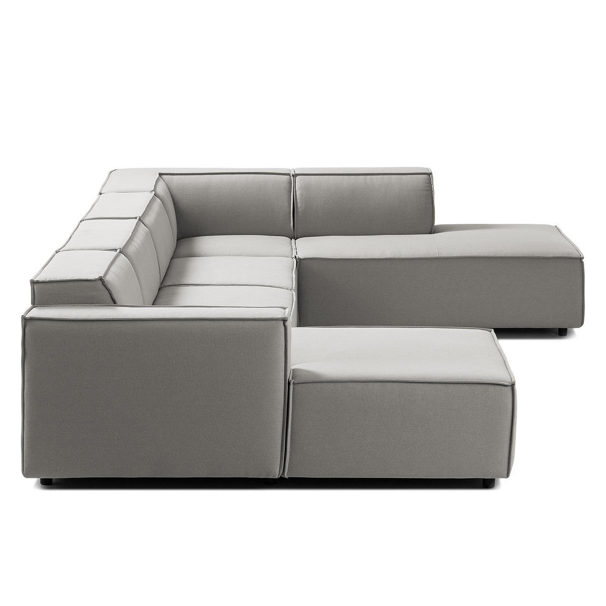 WOHNLANDSCHAFT mit Longchair & Ottomane - Graubraun/Schwarz, Kunststoff/Textil (369/70/234cm) - home24