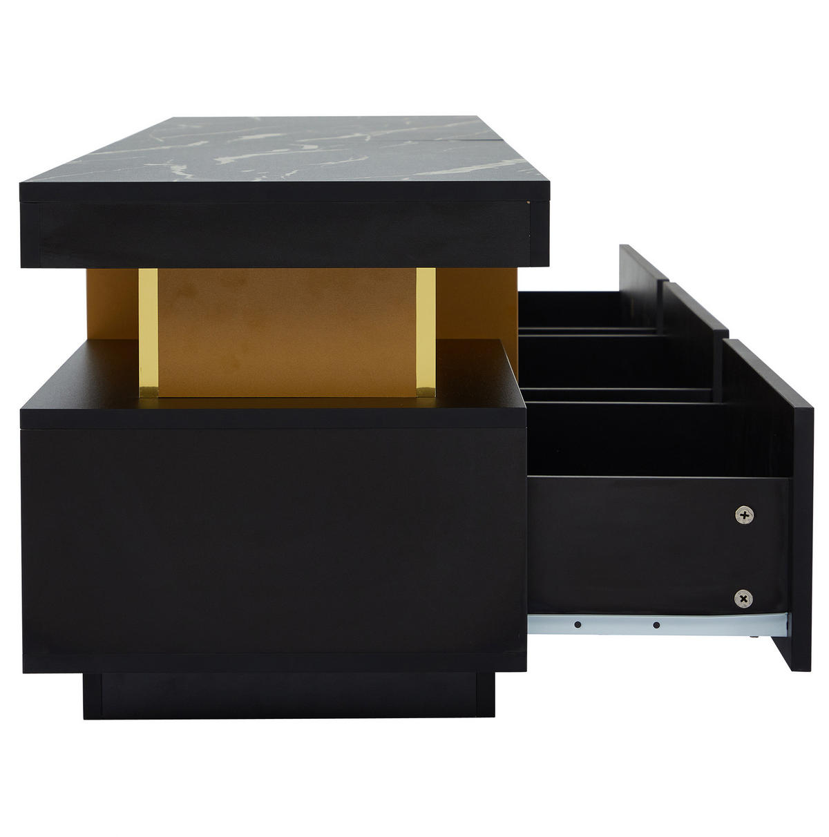 TV-LOWBOARD aus Spanplatte 200x40x42 cm Schwarz mit 3 Schubladen und Kabelauslass - Schwarz, Holzwerkstoff (200/42/40cm) - IVMEU