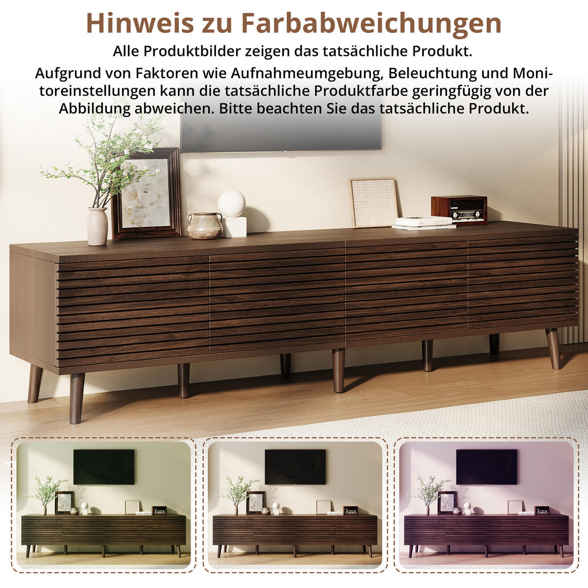 TV-SCHRANK 180/40/46 cm Walnussholzfarbe mit 4 Türen und Kabeldurchführung - Nussbaumfarben, Holzwerkstoff (180/46/40cm) - Oxeza