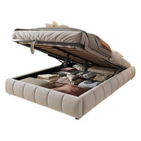 POLSTERBETT 140/200 cm Beige aus Samtstoff mit Bettkasten und LED-Lichtleiste - Beige, Textil (140/200cm) - OKMYHOME