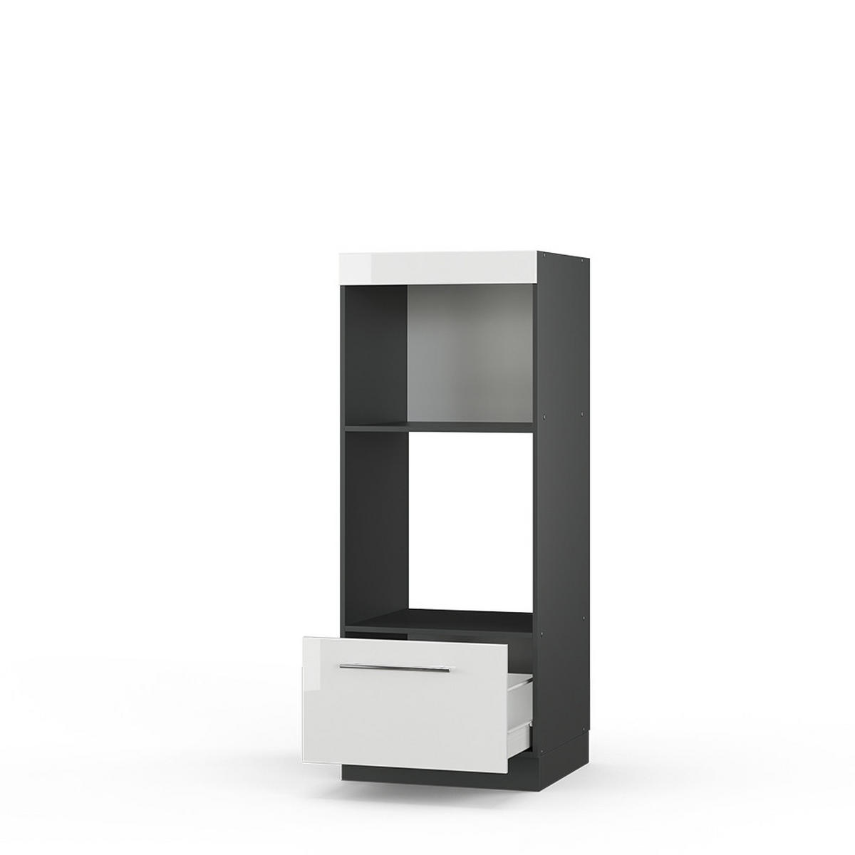 MIKROWELLENSCHRANK Fame-Line Weiß Hochglanz 60 cm offen - Weiß Hochglanz/Anthrazit, Holzwerkstoff (60/153.6/58.1cm) - Vicco