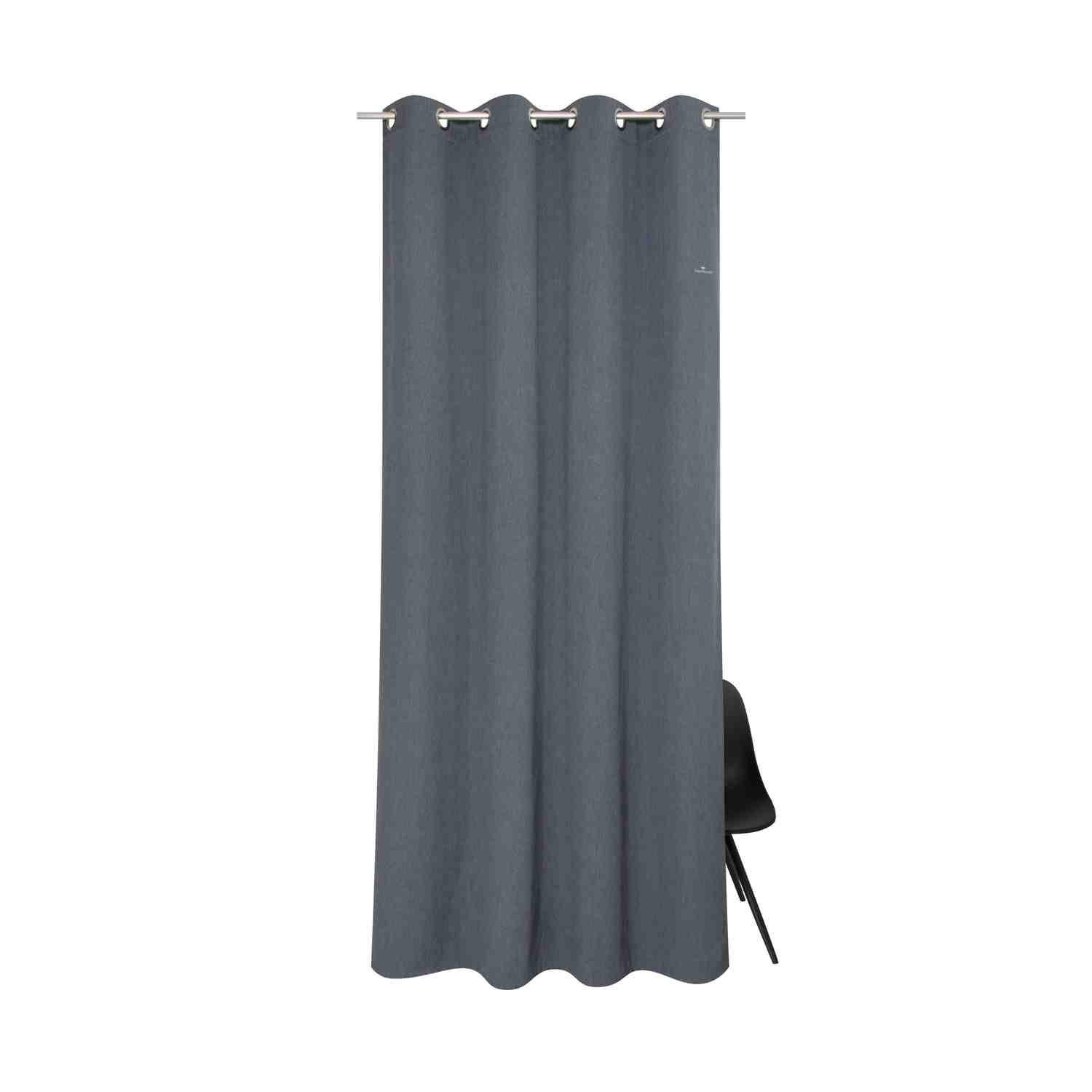 BLICKDICHTER ÖSENVORHANG Dove Signature - Anthrazit, Textil (140/0.5/245cm) - Tom Tailor
